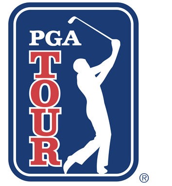 PGA Tour logo featuring a golfer in motion, symbolizing professional golf and representing the organization’s brand and events